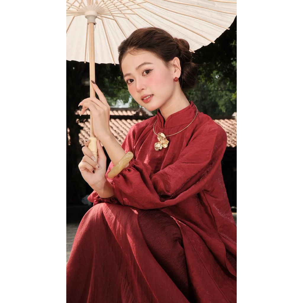 HOẢ TỐC Kiềng Hoa Lan Mạ Vàng mặc áo dài Sang Trọng Dây Chuyền Cao Cấp Có Thể Điều Chỉnh