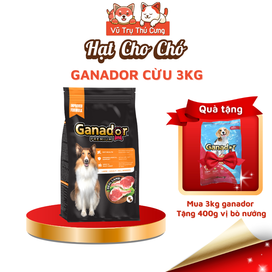 3Kg Tặng 400g -Hạt cho chó trưởng thành Ganador Adult Vị Cừu Gạo