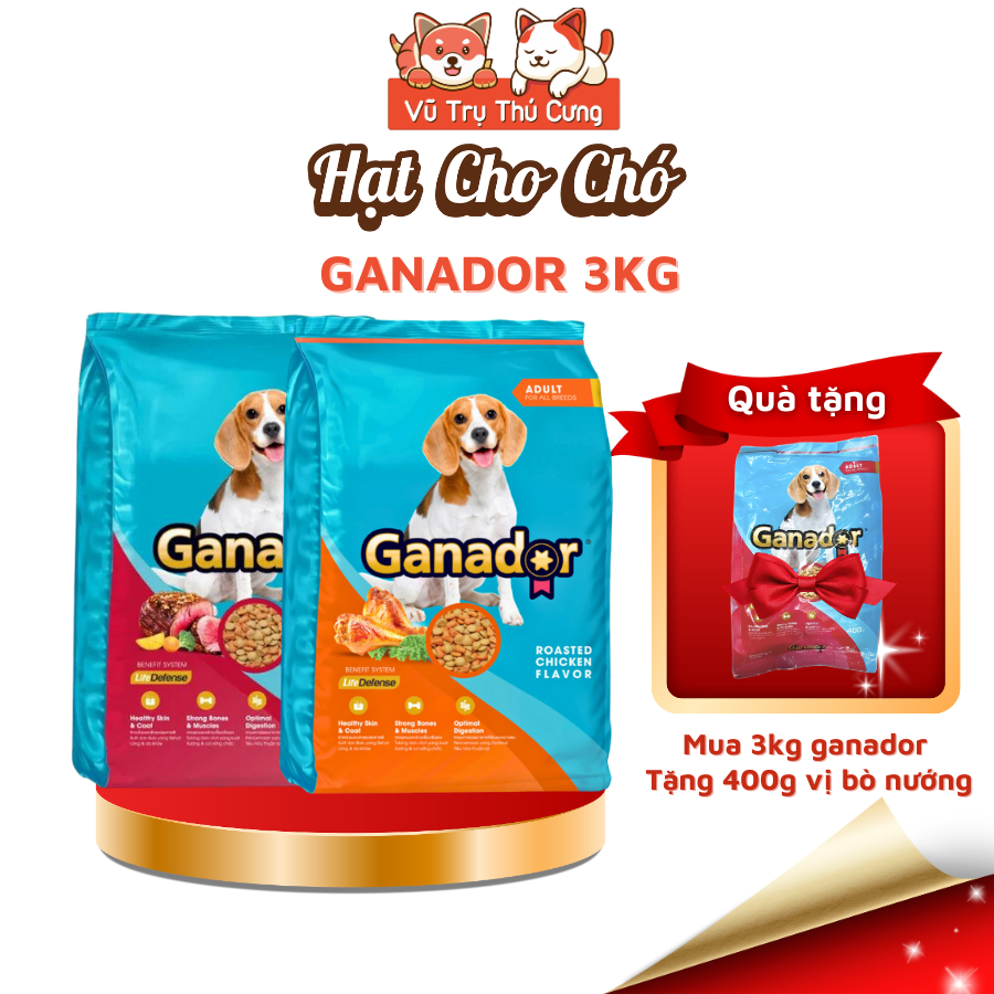 (3Kg Tặng 400g) Hạt Ganador Dành Cho Chó Trưởng Thành Vị Bò và Gà