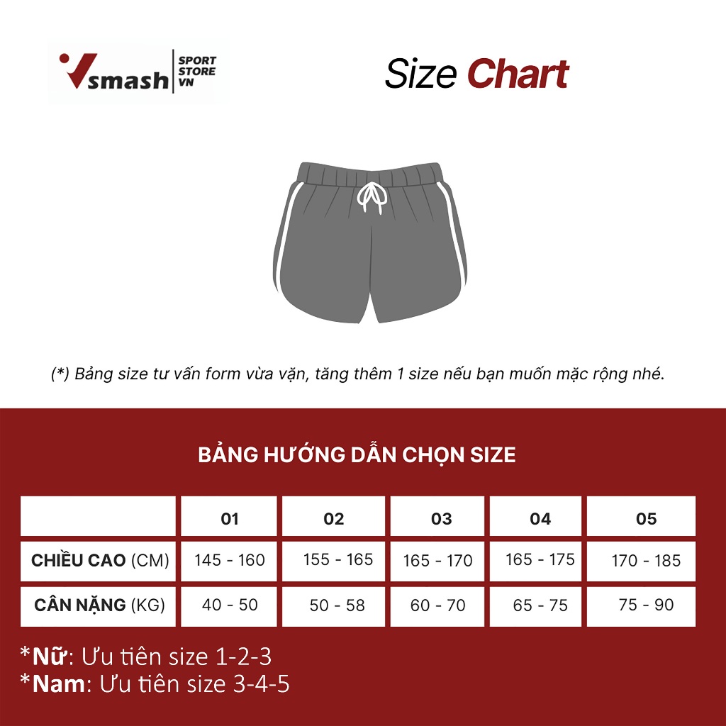 Quần Shorts Thể thao Nam Nữ Quần Thun Vsmash Sportwear – Vải Poly Co Giãn, Thấm Hút Cầu Lông Tennis Gym Pickleball