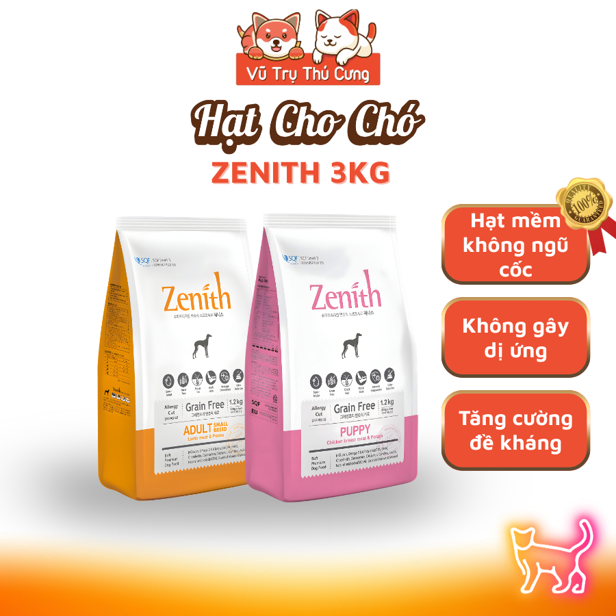 (3Kg) Hạt mềm Zenith Hàn Quốc dành cho Chó con, Chó trưởng thành