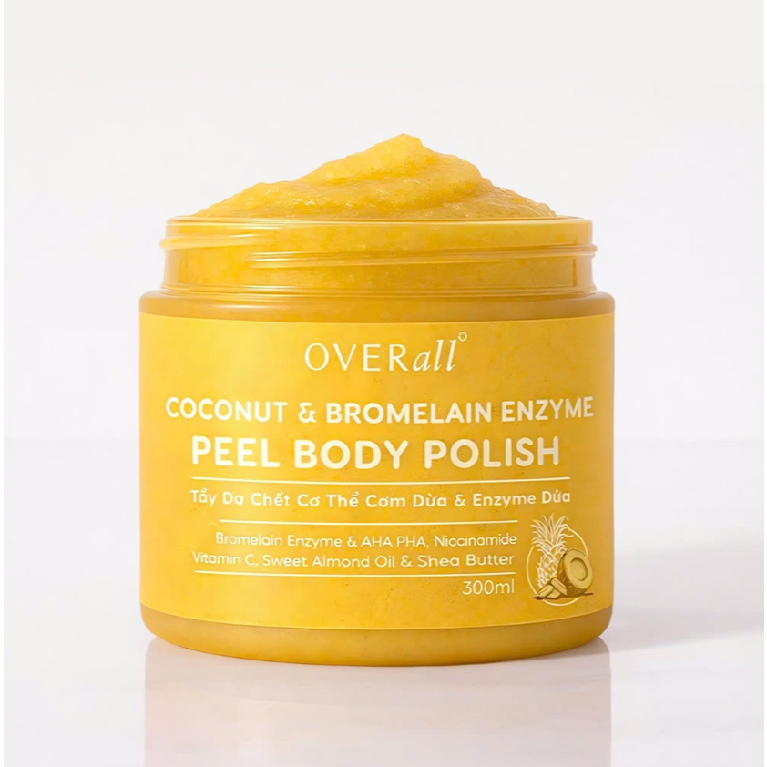 [OVR_04] Tẩy Tế Bào Chết Body Cơm Dừa & Enzyme Dứa OVERall 300G Giảm Mụn,Viêm Lỗ Chân Lông, Sáng Da