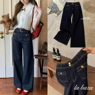 Quần jeans cúc vàng túi vuông trước ống xuông WG #7436