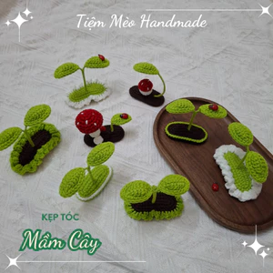 Kẹp tóc Mầm Cây, Nấm Bằng Len Handmade