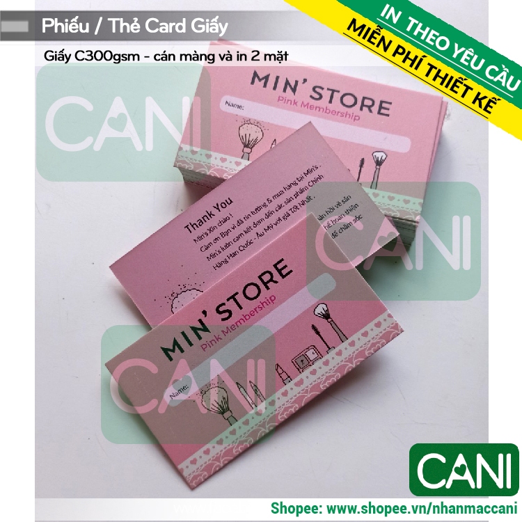 1000c - 2000c In theo yêu cầu (MẪU RIÊNG) Namecard Tag giấy Thẻ tích điểm Danh thiếp Voucher Thiệp cảm ơn Card visit CAN