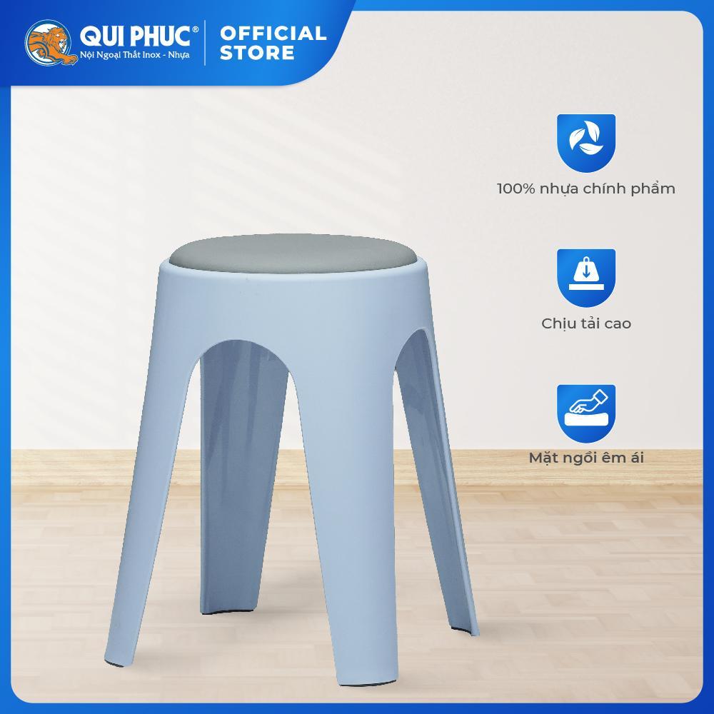 Ghế nhựa cao Miso QUI PHÚC, mặt ghế bọc nệm, thoải mái, bền chắc, chịu lực tốt, ghế phòng ăn