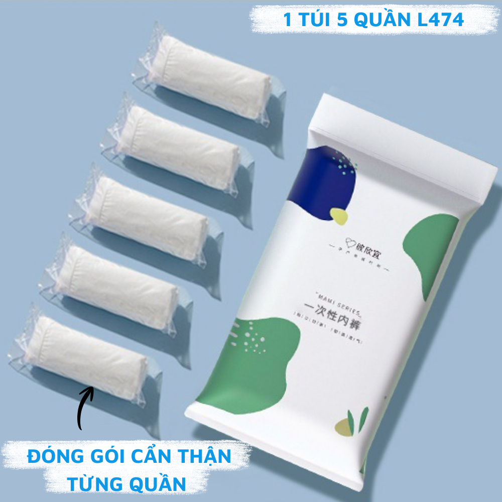 Set 5 Quần Lót Nữ Dùng 1 Lần Tiện Lợi, Quần Lót Cotton Đóng Túi Zip Kháng Khuẩn ZANABRA