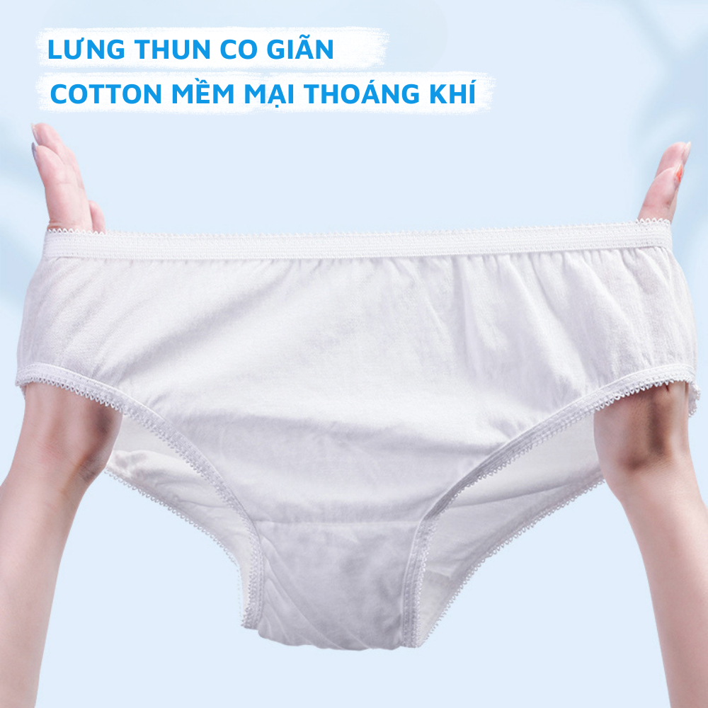 Set 5 Quần Lót Nữ Dùng 1 Lần Tiện Lợi, Quần Lót Cotton Đóng Túi Zip Kháng Khuẩn ZANABRA