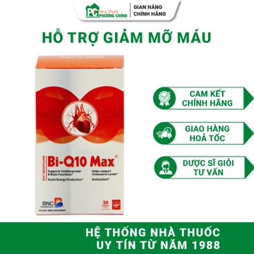 Viên Uống Bổ Tim BNC Medipharm Bi-Q10 Max - Hỗ Trợ Giảm Mỡ Máu & Sức Khỏe Tim Mạch 30-60Viên/Hộp