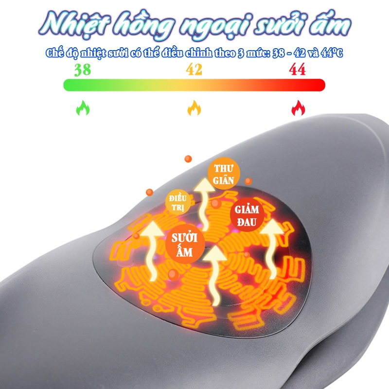 Máy Massage Trị Liệu Lưng Cao Cấp Rung Chườm Ấm Nikio NK-157 - Kéo Giãn Giúp Giảm Đau Thắt Lưng