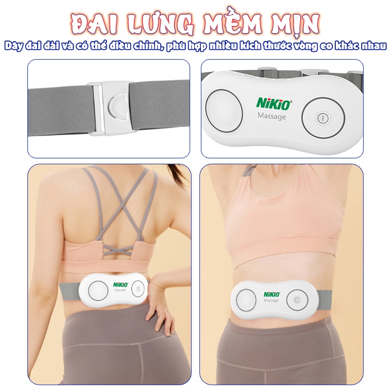 Máy massage bụng pin sạc Nikio NK-161 - Công nghệ xung điện kết hợp chườm ấm