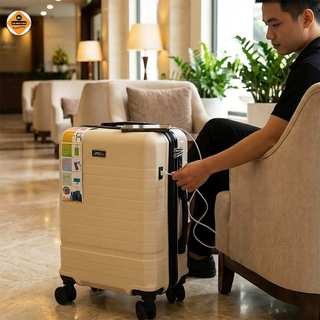 Vali Kéo Du Lịch Size 20 Xbags White Titan Pro XB6105 Cao Cấp, Cổng Sạc USB, Khóa TSA Chuẩn Quốc Tế!