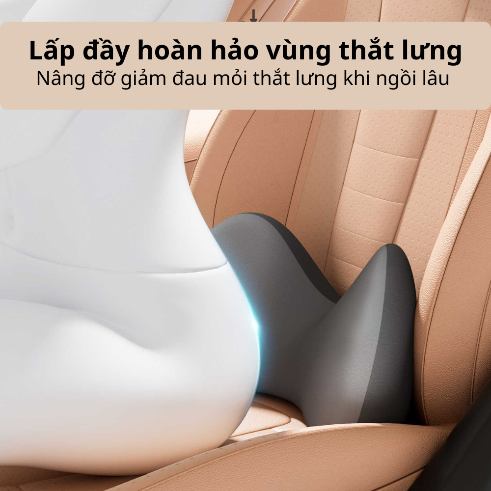Gối Tựa Lưng Xe Hơi Memory Foam Công Nghệ NASA, Công Thái Học Giảm Đau Mỏi, Lõi Đệm Mềm Mại Ổn Định
