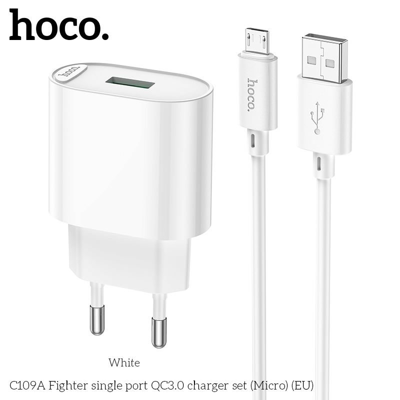 Bộ Sạc Nhanh Hoco C109A – Củ Sạc 10.5W USB to Type-C cho SS, OP  –  An Toàn  –  Ổn Định