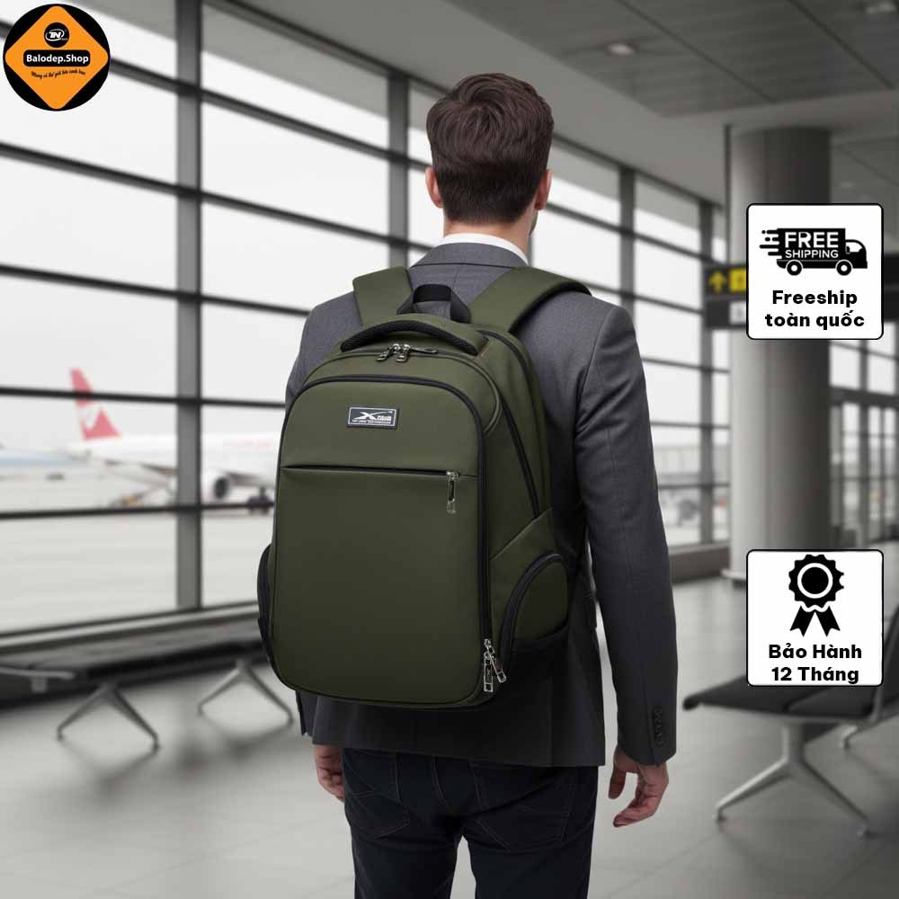 Balo Du Lịch Chống Nước Laptop 17 Inch Xbags XB 1001 Nhẹ Bền Cao Cấp Xanh Rêu!