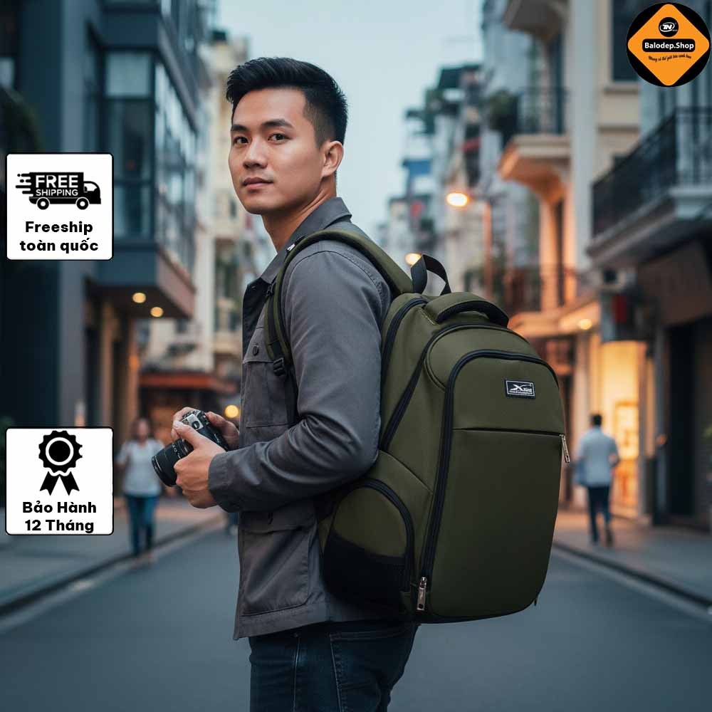Balo Du Lịch Chống Nước Laptop 17 Inch Xbags XB 1001 Nhẹ Bền Cao Cấp Xanh Rêu!