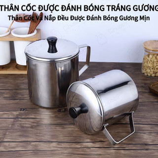 Ca inox Cao cấp cốc inox có nắp giữ nhiệt 350ml-1500ml có quai cầm, nấu được trên bếp từ cốc uống nước inox ly uống cafe