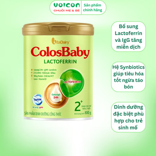 Sữa VitaDairy ColosBaby Lactoferrin Miễn Dịch Vượt Trội, Phát Triền Toàn Diện, Ngừa Ốm Vặt Lon 800g