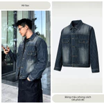 Áo Khoác Jean Denim Wash 3 Màu,  Áo Khoác Jean Nam, Áo Bò Nam, Phong Cách Trẻ Trung Năng Động Áo Khoác Form Boxy Nam Nữ — ảnh 5