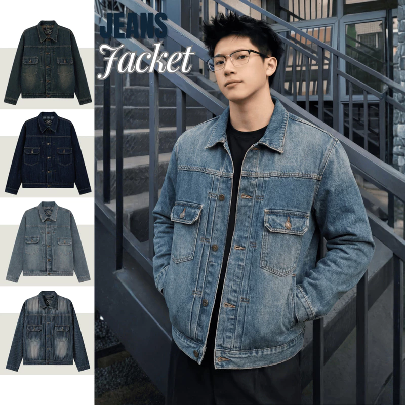 Áo Khoác Jean Denim Wash 3 Màu, Áo Bò Nam, Áo Khoác Jean Nam Phong Cách Trẻ Trung Năng Động Menswear Pants Áo Khoác Jean — ảnh 1