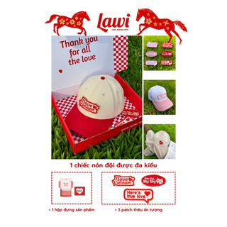 Mũ snapback lưỡi trai bít đuôi thêu Lawi cho nam nữ, nón kết vải cotton đội ngược phong cách dễ thương