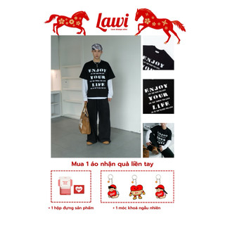 Áo Thun Boxy In Chữ Enjoy Your Life LAWI, Áo Thun Local Brand Unisex Nam Nữ Oversize