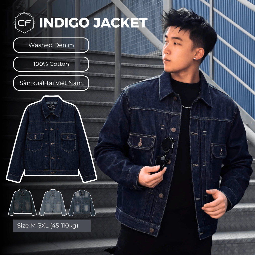 [CLEAN FIT] DUSTY BLUE DENIM JACKET, ÁO KHOÁC JEAN NAM DÁNG BOXY, ÁO KHOÁC BÒ NAM CAO CẤP