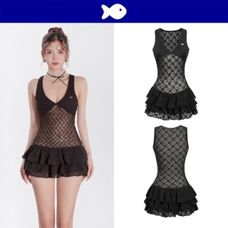 Đầm ren nữ ngắn dáng xòe xếp tầng DKMV cổ tim xuyên thấu nịnh dáng đáng yêu Jia Dress| K-D23