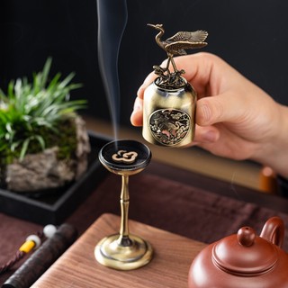 Trầm Hương Lư Xông Lư Hương Cây Đèn Cung Đình Hạc Tiên Hợp Kim Xông Đốt Nụ Trầm Hương Phụ Kiện Phong Thủy