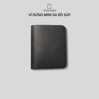 Ví đứng nam mini nhỏ gọn da bò sáp nâu - thương hiệu Ví Da SAGO - (SG05)