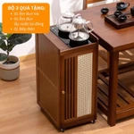 Bàn trà điện thông minh 32cm x 72cm màu nâu cổ điển - Bàn trà nhỏ gọn phòng khách, Tủ trà gia đình có bánh xe di động — ảnh 8