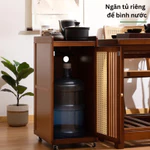 Bàn trà điện thông minh 32cm x 72cm màu nâu cổ điển - Bàn trà nhỏ gọn phòng khách, Tủ trà gia đình có bánh xe di động — ảnh 2