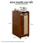 Bàn trà điện thông minh 32cm x 72cm màu nâu cổ điển - Bàn trà nhỏ gọn phòng khách, Tủ trà gia đình có bánh xe di động — ảnh 5