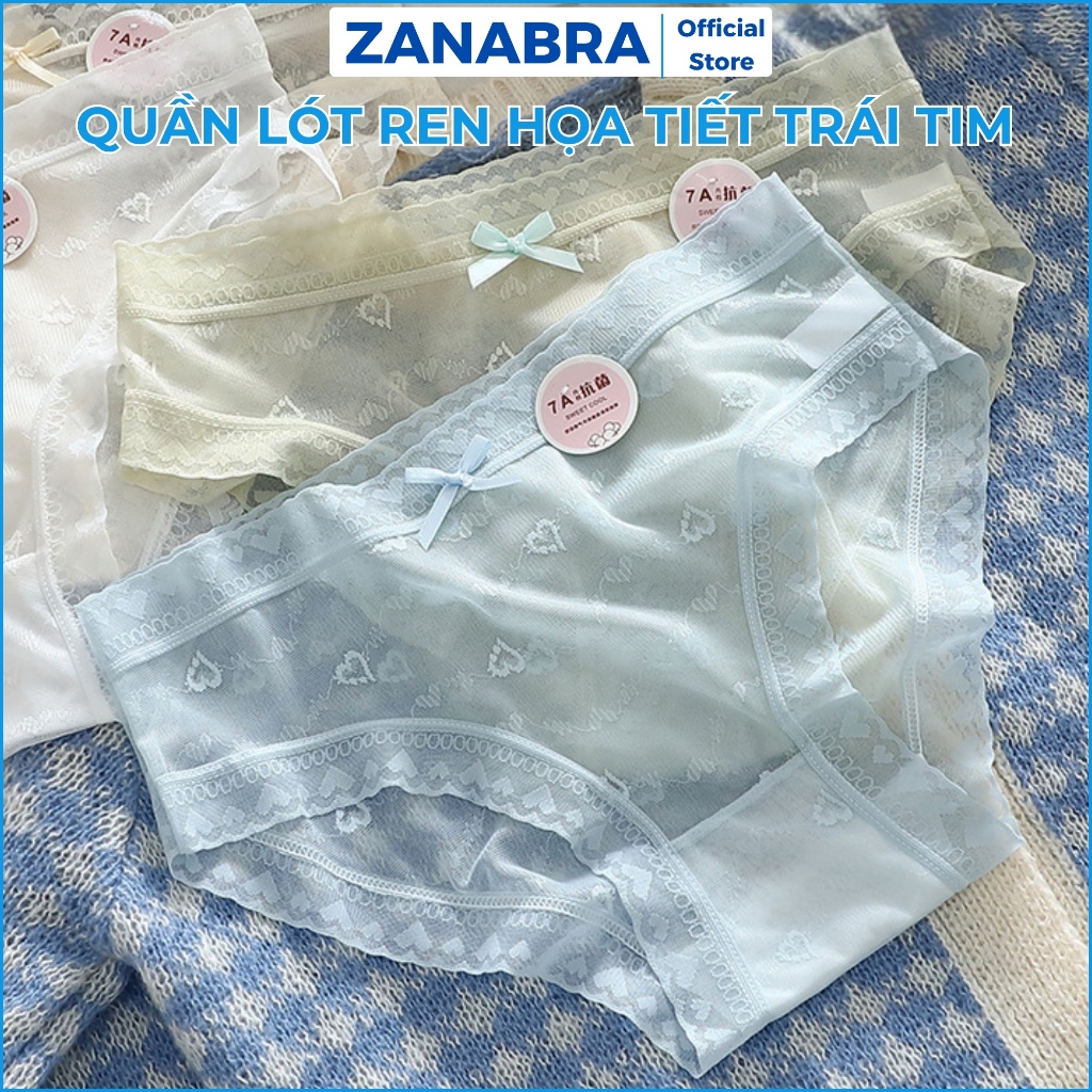 [Deal Shock] Quần lót ren nữ họa tiết trái tim, quần chíp nữ ren đáy kháng khuẩn ZANABRA L2433