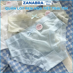 Quần lót ren nữ họa tiết trái tim, quần chíp nữ ren đáy kháng khuẩn ZANABRA L2433