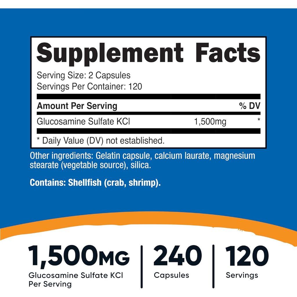 Nutricost Glucosamine Sulfate 1500mg – Giảm Cứng Khớp, Hỗ Trợ Phục Hồi & Bảo Vệ Khớp