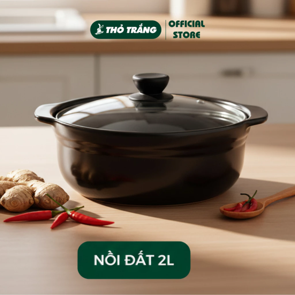 Nồi đất sứ tráng men cao cấp nắp kính kho thịt, kho cá 0.5L 1L, 1.5L, 2L