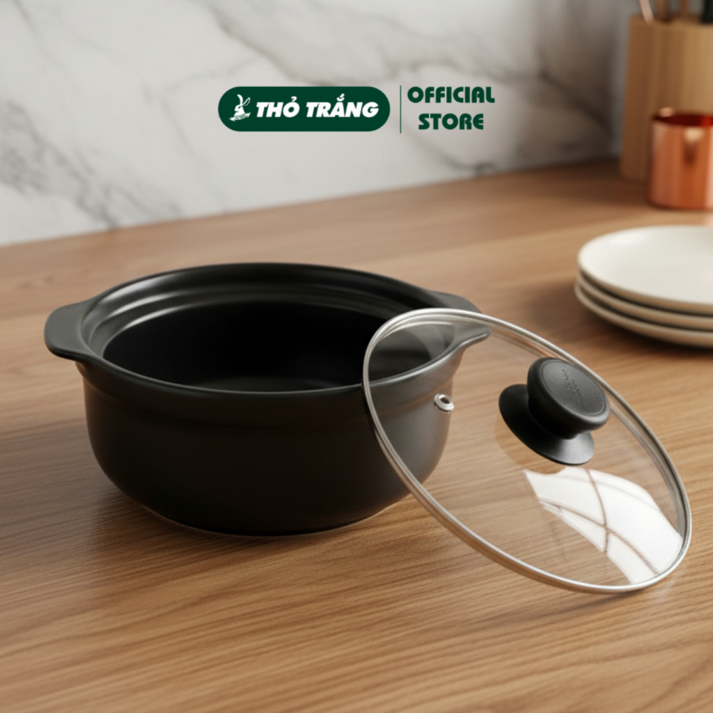 Nồi đất sứ tráng men cao cấp nắp kính kho thịt, kho cá 0.5L 1L, 1.5L, 2L
