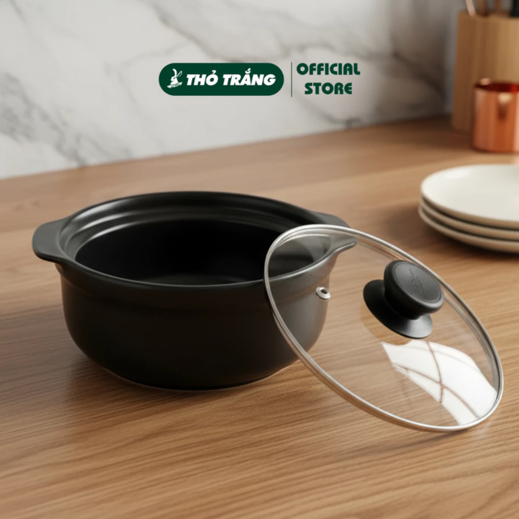 Nồi đất sứ tráng men cao cấp nắp kính kho thịt, kho cá 0.5L 1L, 1.5L, 2L
