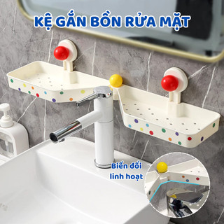 Kệ Để Đồ Gắn Bồn Rửa Mặt Đa Năng Không Khoan – Kệ Lavabo Xoay 90° Thoát Nước