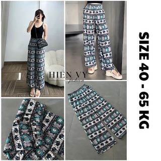 ( Quần có túi )Quần thổ cẩm, ống suôn dài 98cm , vải tole lanh Thái, mát mẻ, unisex( Size 40-65 kg)