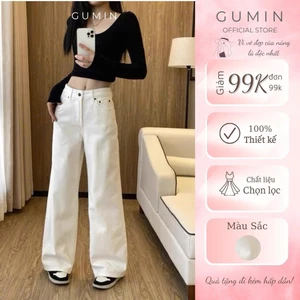 Quần jean nữ w.e GUMIN thiết kế quần dáng ống suông rộng tôn dáng, quần jean nữ sang trọng thanh lịch