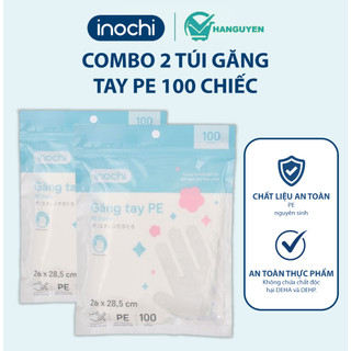 Combo 2 túi găng tay PE Inochi an toàn cho thực phẩm không thấm nước dễ sử dụng vừa mọi tay