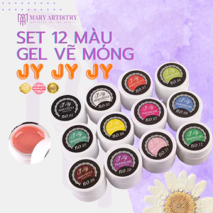 Set 12 Màu Gel Vẽ Trang Trí Móng JY - Chất Đặc Sánh, Có Thể In Khuôn Nail, Nail Gấm 8ml
