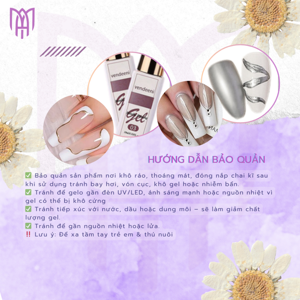 Gel Vẽ Cọ Nét Vendeeni Metal Tráng Gương Có Sẵn Cọ - Nhũ Vàng, Nhũ Bạc, Nhũ Hồng 10ml