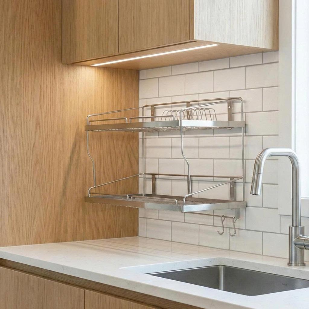 Kệ treo đa năng Deli QUI PHÚC, inox 304 cao cấp, chắc chắn, dạng treo, 2 tầng tiện lợi, dùng nhà bếp