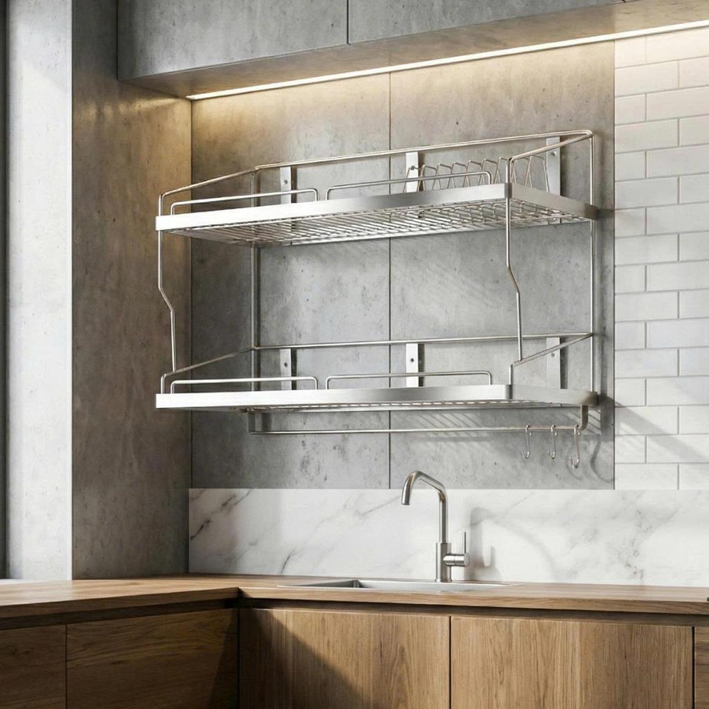 Kệ treo đa năng Deli QUI PHÚC, inox 304 cao cấp, chắc chắn, dạng treo, 2 tầng tiện lợi, dùng nhà bếp