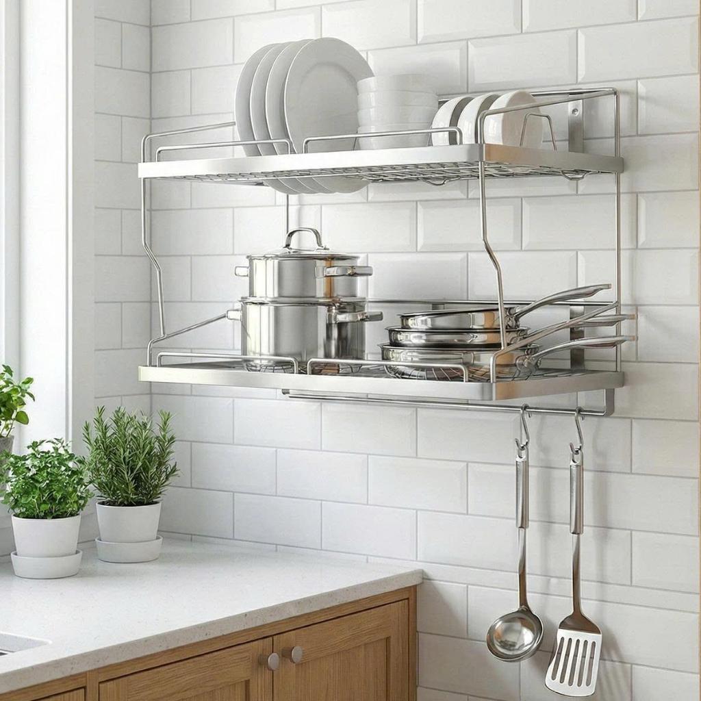 Kệ treo đa năng Deli QUI PHÚC, inox 304 cao cấp, chắc chắn, dạng treo, 2 tầng tiện lợi, dùng nhà bếp