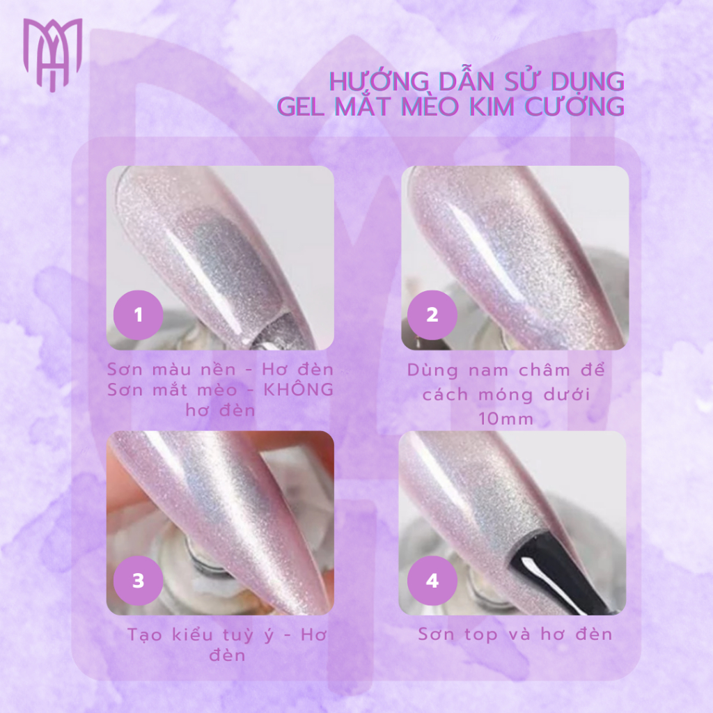 Sơn Gel Mắt Mèo Kim Cương Huaxi - Trang Trí Móng, Tạo Hiệu Ứng - Bạc, Vàng, Cầu Vồng 10ml