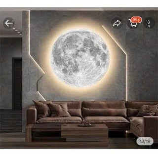 (Hàng cao cấp) Mặt trăng sáng xuyên toàn bộ bề mặt trong, đèn mặt trắng decor quán cafe, sự kiện, cửa hàng, spa